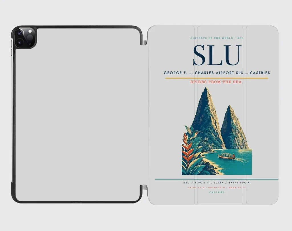 George F. L. Charles Airport (SLU) design on light gray ipad tablet case