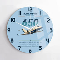 Thumbnail for Bombardier Challenger 650 design on light blue no frame wall clock