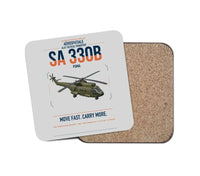Thumbnail for Aérospatiale SA 330B Puma design on light gray 1 piece coaster