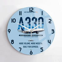 Thumbnail for Airbus A330-300P2F design on light blue no frame wall clock