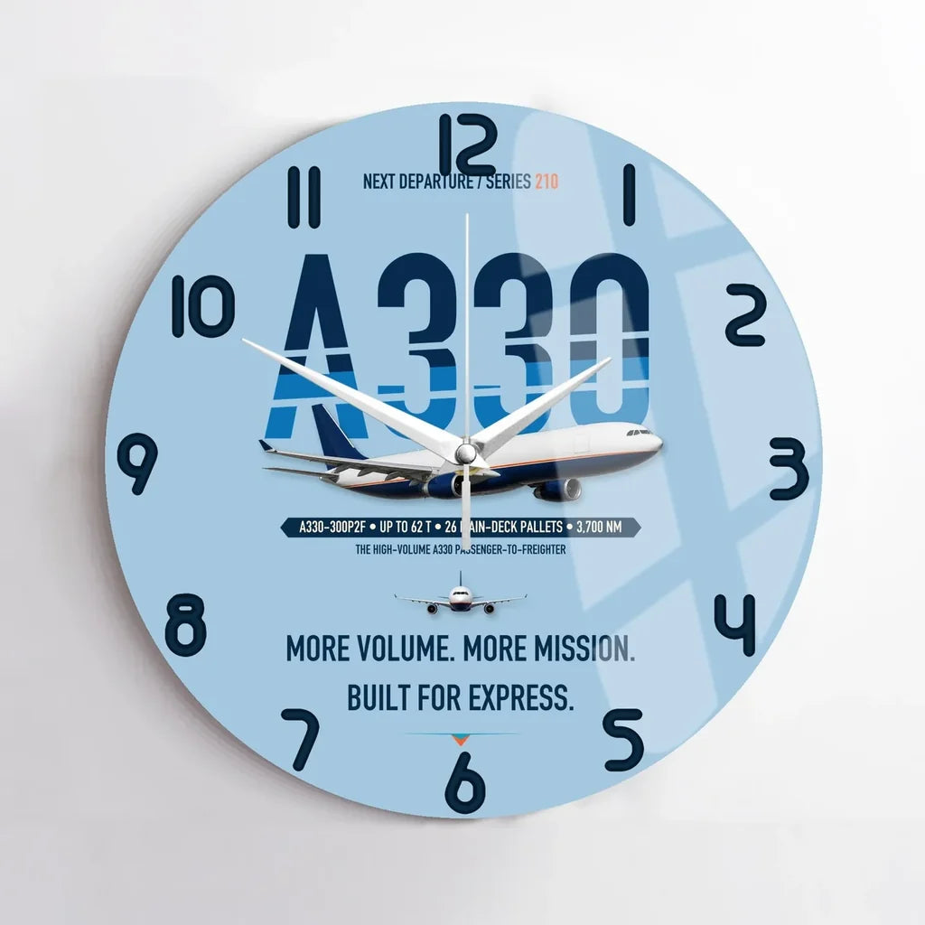 Airbus A330-300P2F design on light blue no frame wall clock