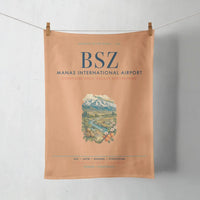 Thumbnail for Manas International Airport Bishkek (BSZ) design on orange towel