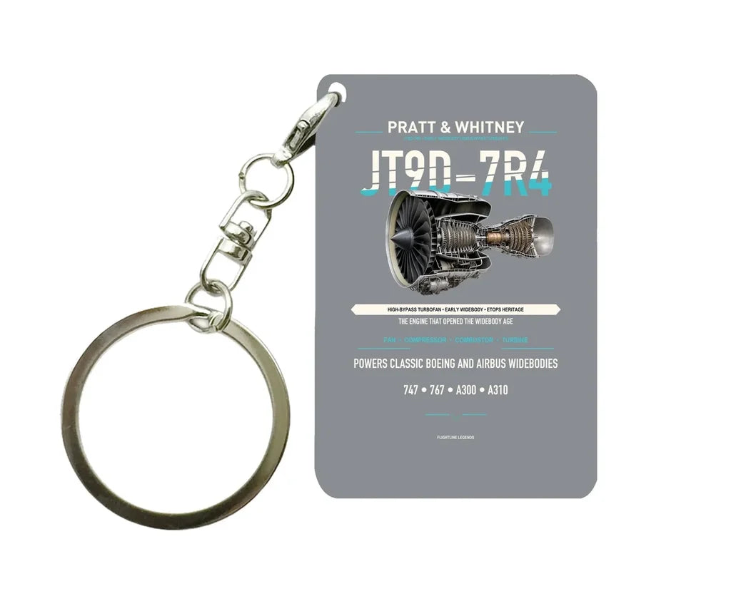 JT9D-7R4 Key Chain design on gray key chain