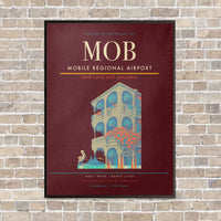 Thumbnail for Mobile Regional Airport MOB vertical canvas print - framed - dark red background