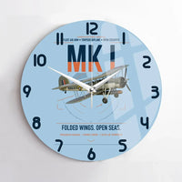 Thumbnail for Fairey Swordfish Mk I design on light blue no frame wall clock