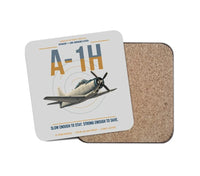 Thumbnail for A-1H Skyraider design on light gray 1 piece coaster