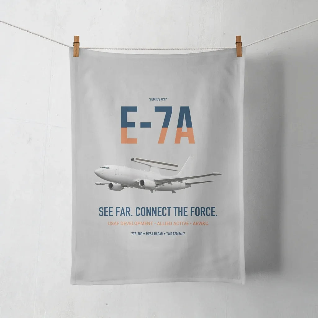 E-7A Wedgetail design on light gray towel