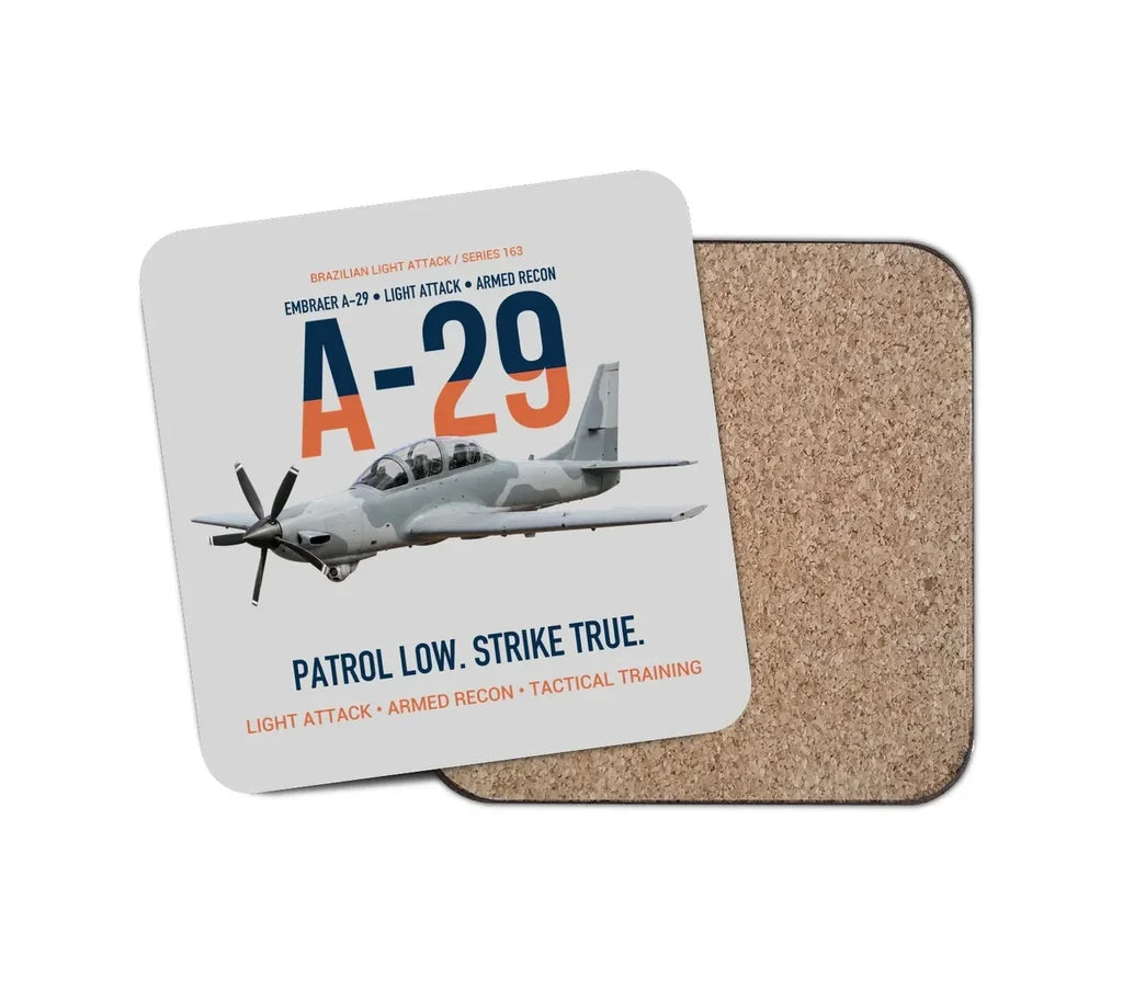 A-29 Super Tucano Light Attack design on light gray 1 piece coaster