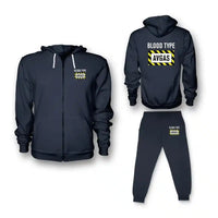 Thumbnail for Blood Type AVGAS Zipped Hoodie - Dark Blue