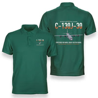 Thumbnail for C-130J-30 Super Hercules design on green double-side polo t-shirt, double-side print