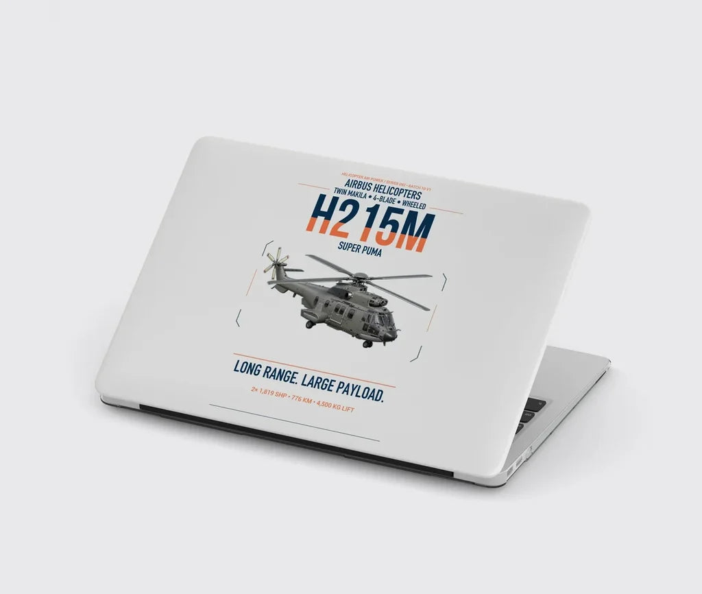 Airbus H215M design on light gray MacBook case