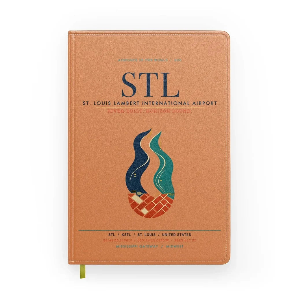 St. Louis Lambert International Airport (STL) design on orange notebook
