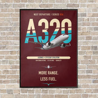Thumbnail for Airbus A320neo vertical canvas print - framed - dark red background