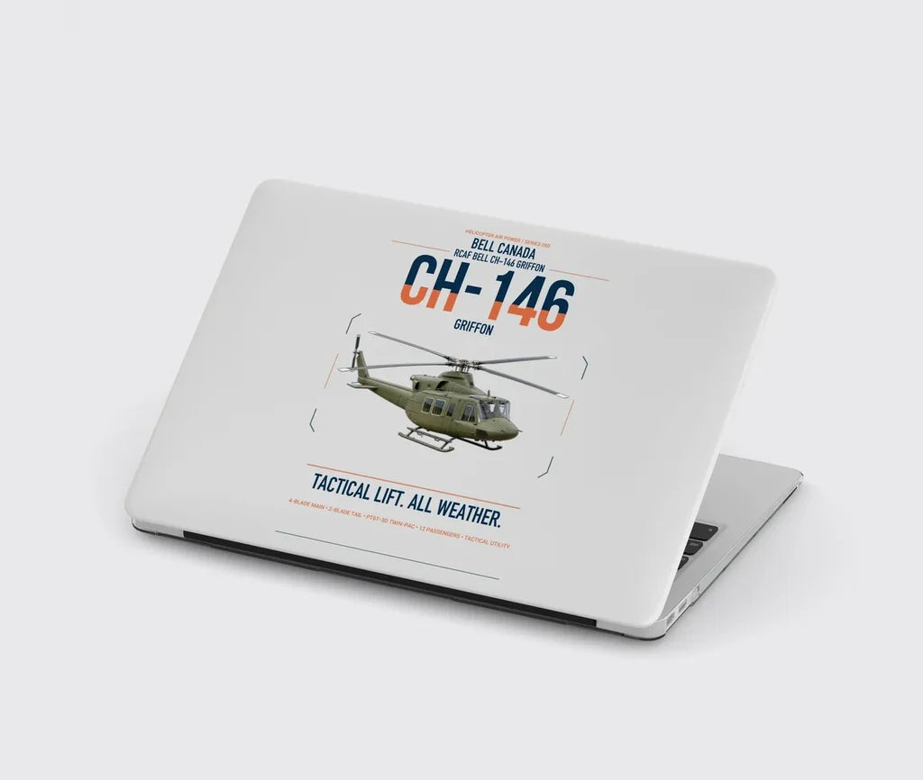 Bell Canada CH-146 Griffon design on light gray MacBook case