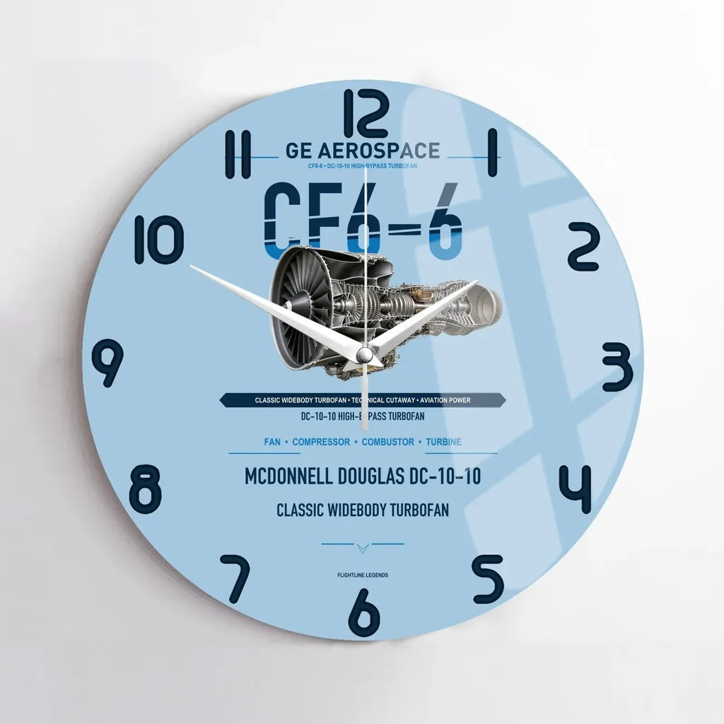 CF6-6 design on light blue no frame wall clock
