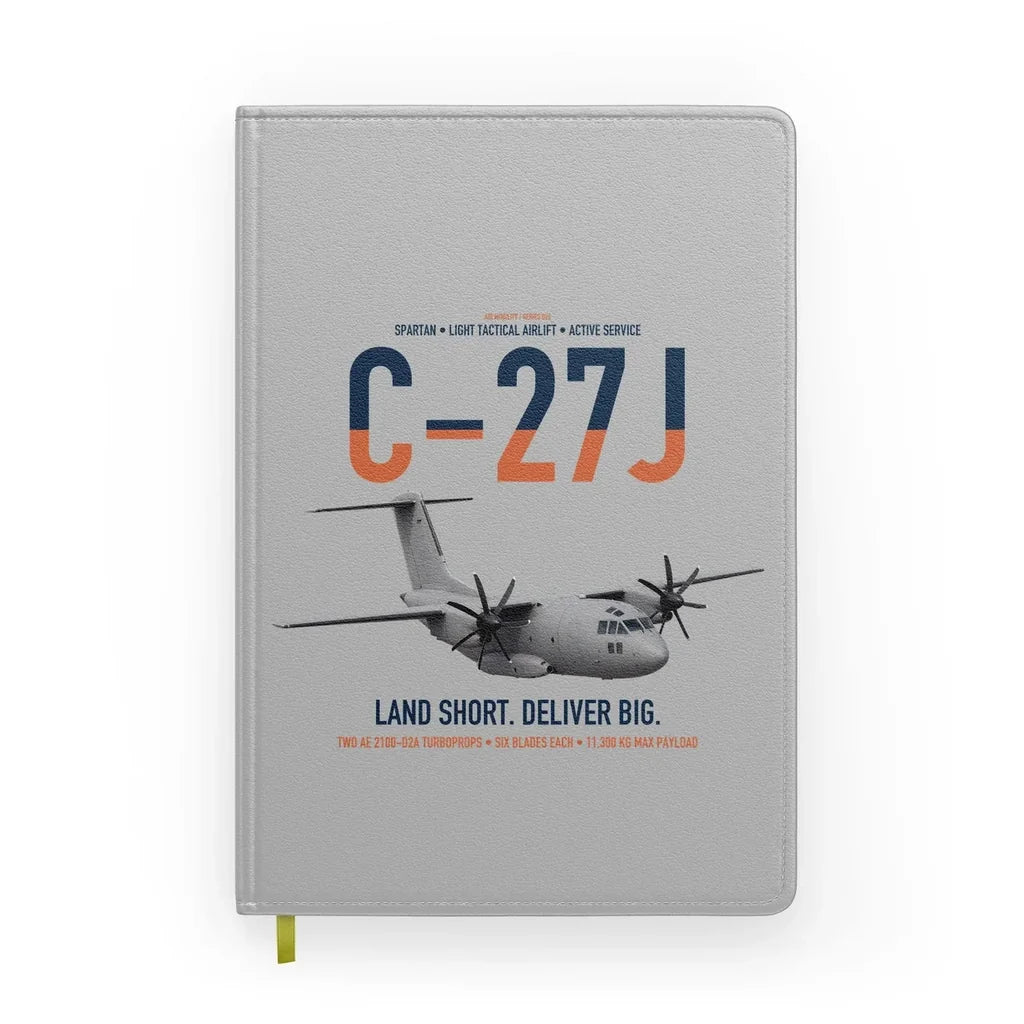 C-27J Spartan design on light gray notebook