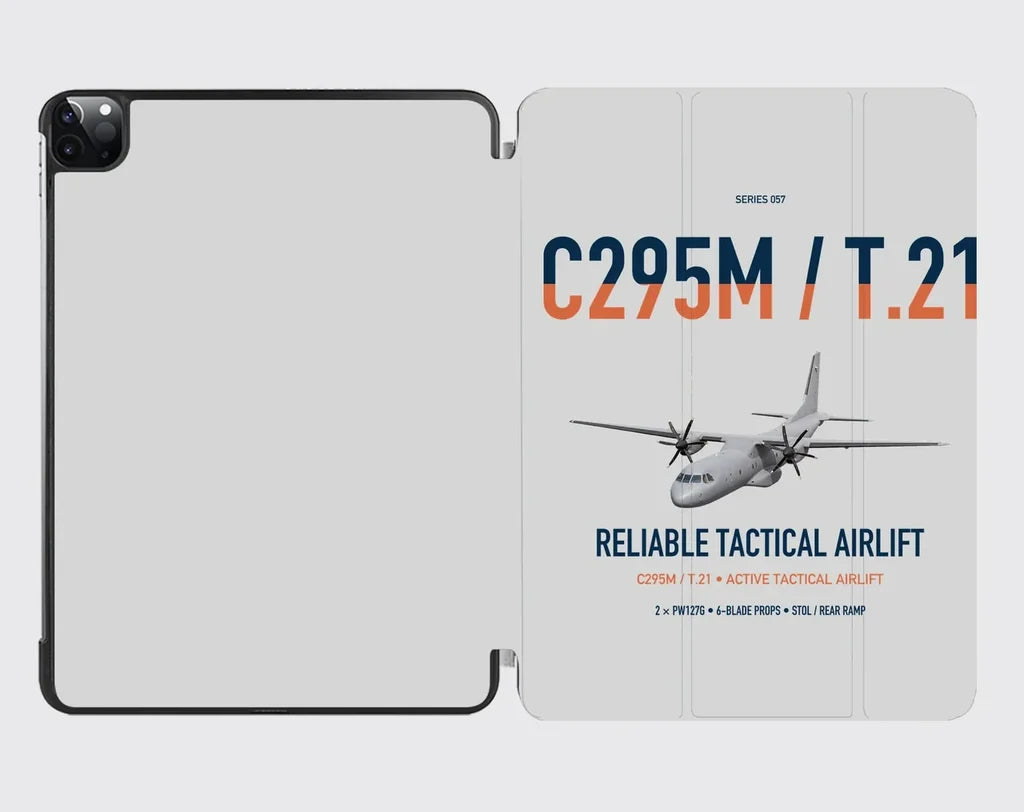 Airbus C295M T.21 design on light gray ipad tablet case