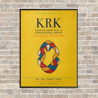 Thumbnail for Kraków John Paul II International Airport KRK vertical canvas print - framed - yellow background