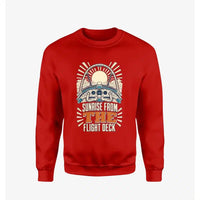 Thumbnail for Sunrise From The Flight Deck design on red sweatshirt