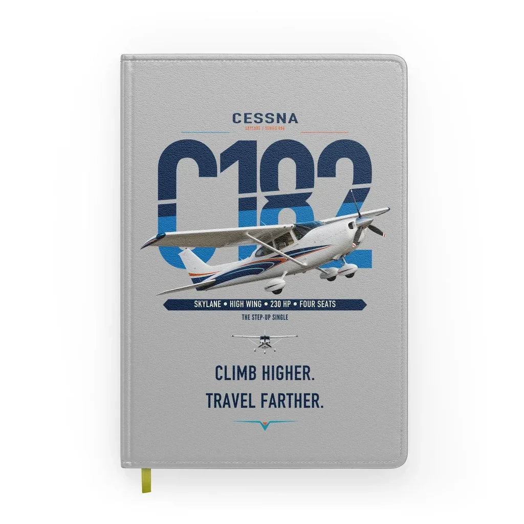 Cessna 182 Skylane design on light gray notebook