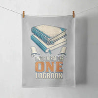 Thumbnail for Two Generations One Logbook design on light gray towel