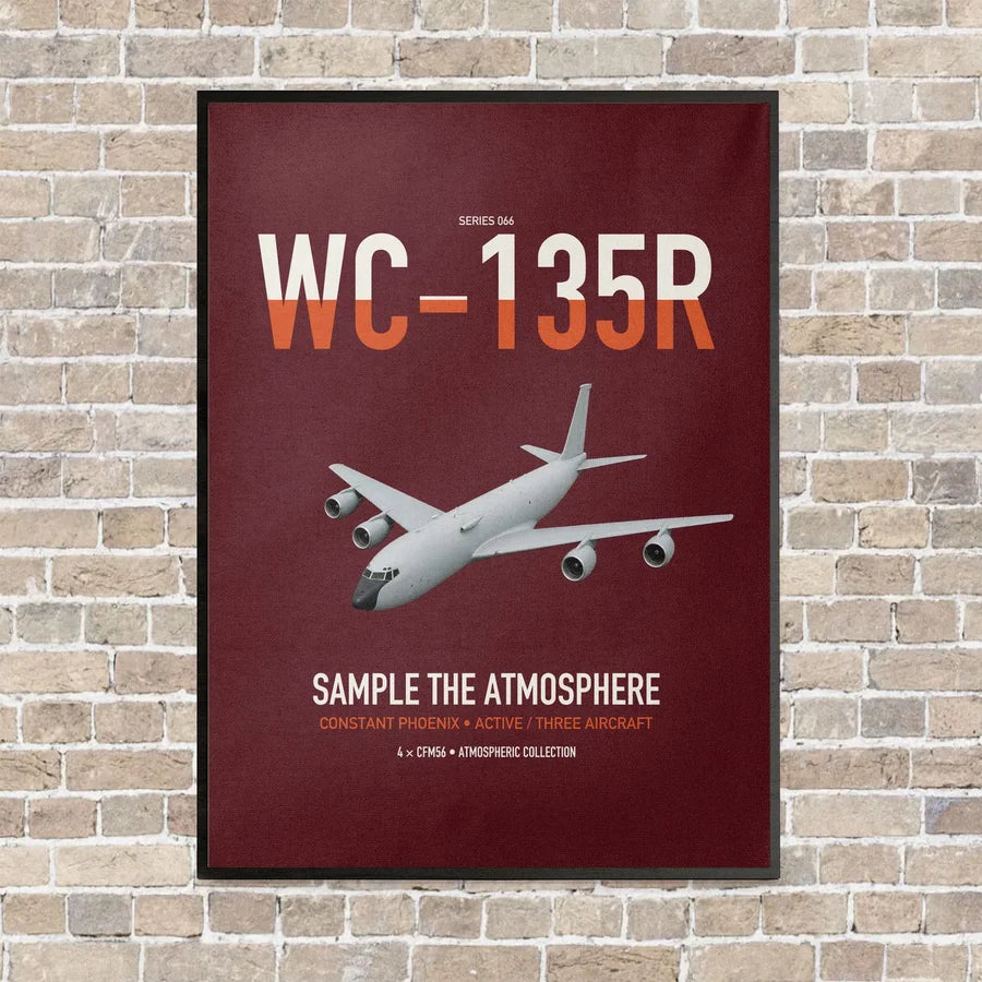 WC-135R Constant Phoenix vertical canvas print - framed - dark red background