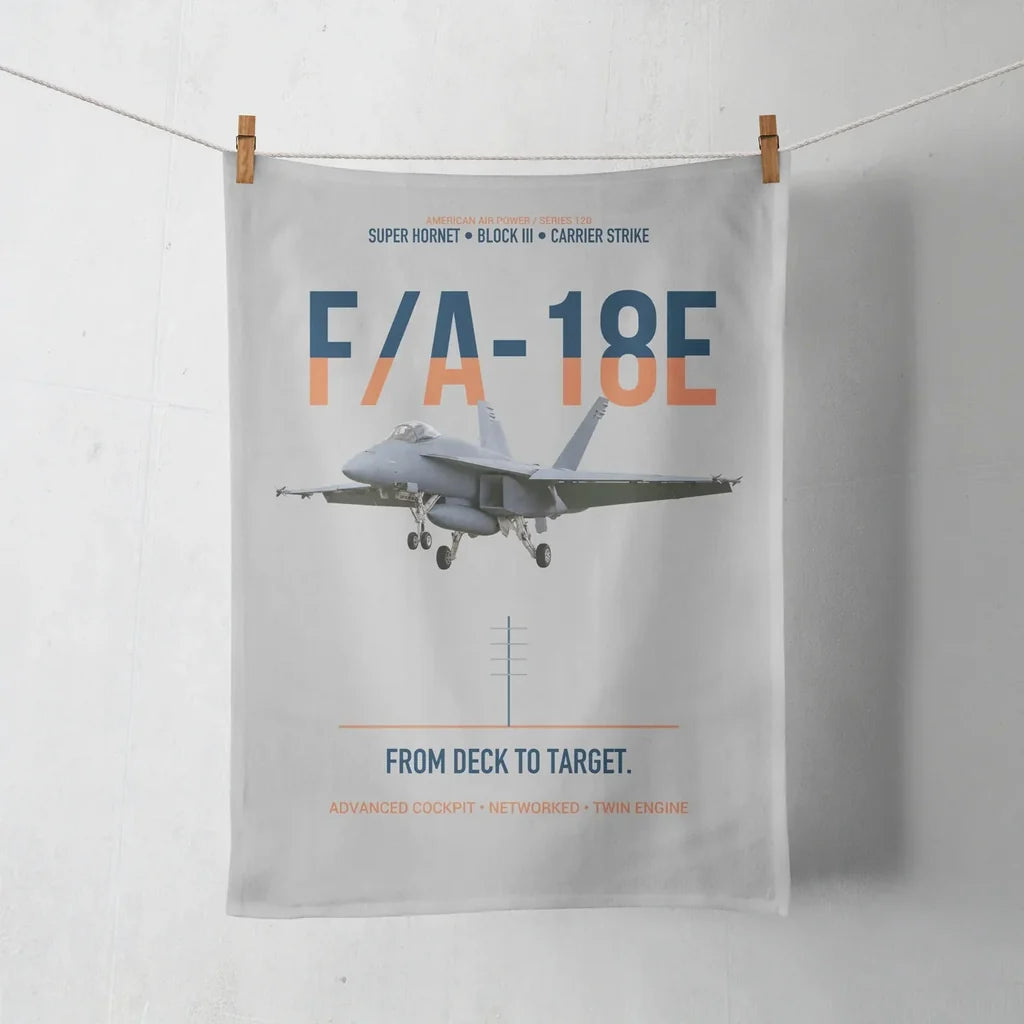F-A-18E Super Hornet Block III From Deck To Target design on light gray towel