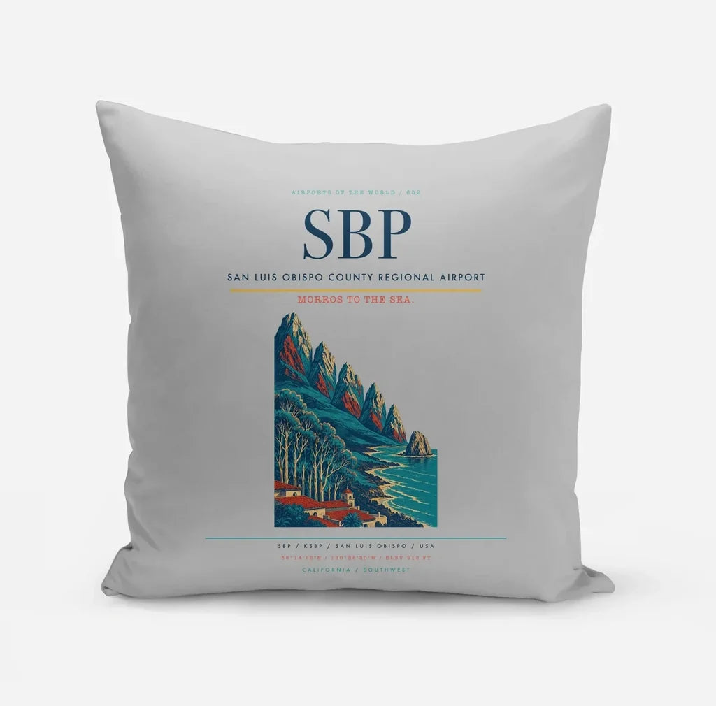 San Luis Obispo County Regional Airport (SBP) design on light gray pillow