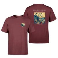Thumbnail for VINTAGE G4526 - The Pigeon Loft - Double-Side T-Shirt design on darkred double side t shirt