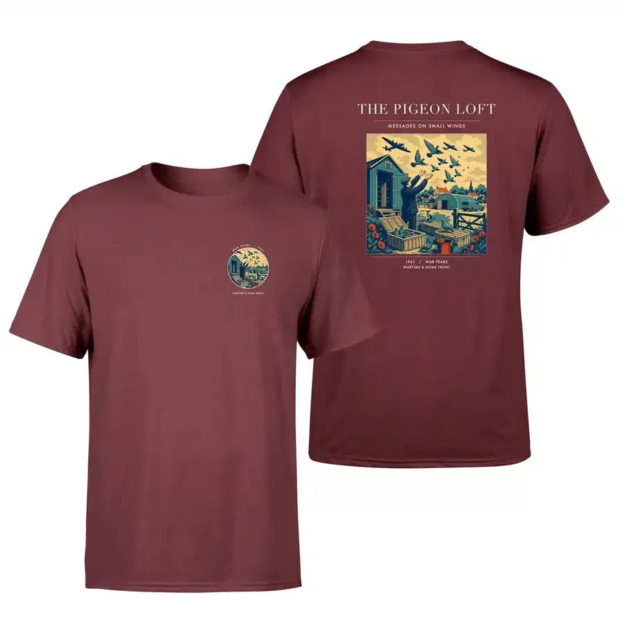 VINTAGE G4526 - The Pigeon Loft - Double-Side T-Shirt design on darkred double side t shirt