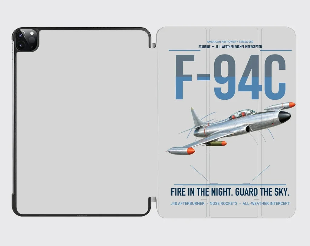 F-94C Starfire design on light gray ipad tablet case