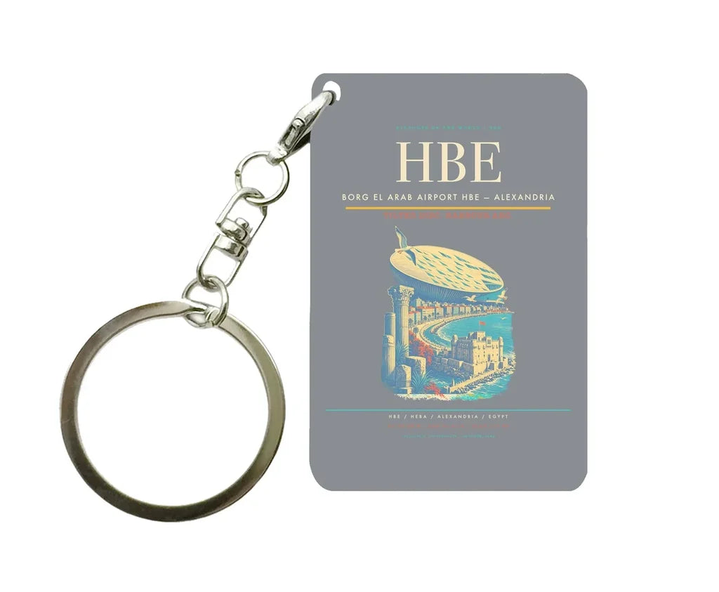 Borg El Arab Airport HBE — Alexandria Key Chain design on gray key chain