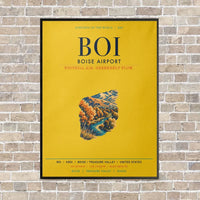 Thumbnail for Boise Airport BOI vertical canvas print - framed - yellow background