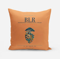 Thumbnail for Kempegowda International Airport Bengaluru (BLR) design on orange pillow