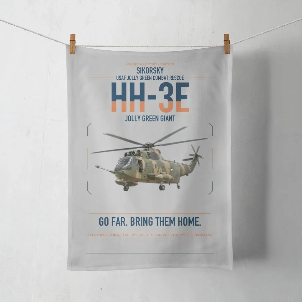 Sikorsky HH-3E Jolly Green Giant design on light gray towel