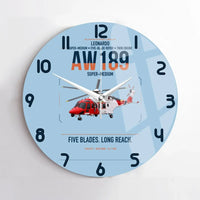 Thumbnail for Leonardo AW189 design on light blue no frame wall clock
