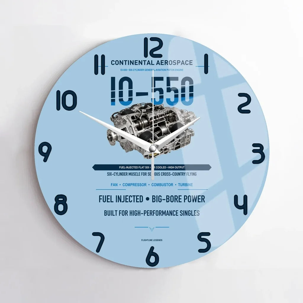 IO-550 design on light blue no frame wall clock