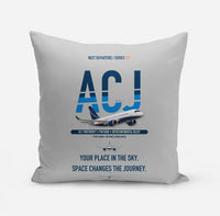 Thumbnail for Airbus ACJ TwoTwenty design on light gray pillow