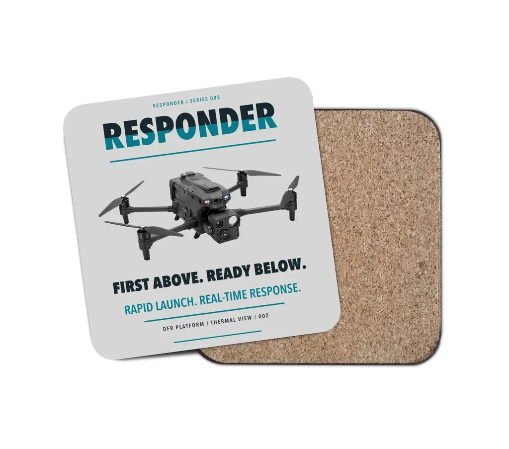 BRINC Responder design on light gray 1 piece coaster