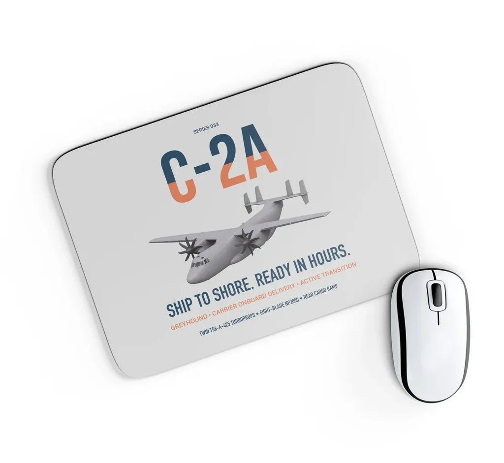 C-2A Greyhound design on light gray rectangle mouse pad