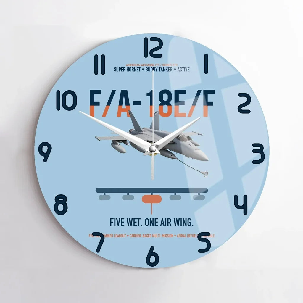 F A-18E F Buddy Tanker design on light blue no frame wall clock