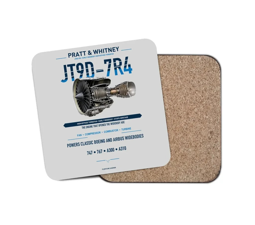 JT9D-7R4 design on light gray 1 piece coaster