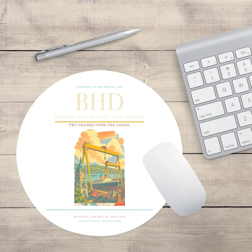 George Best Belfast City Airport BHD Mouse-Pad Round - White