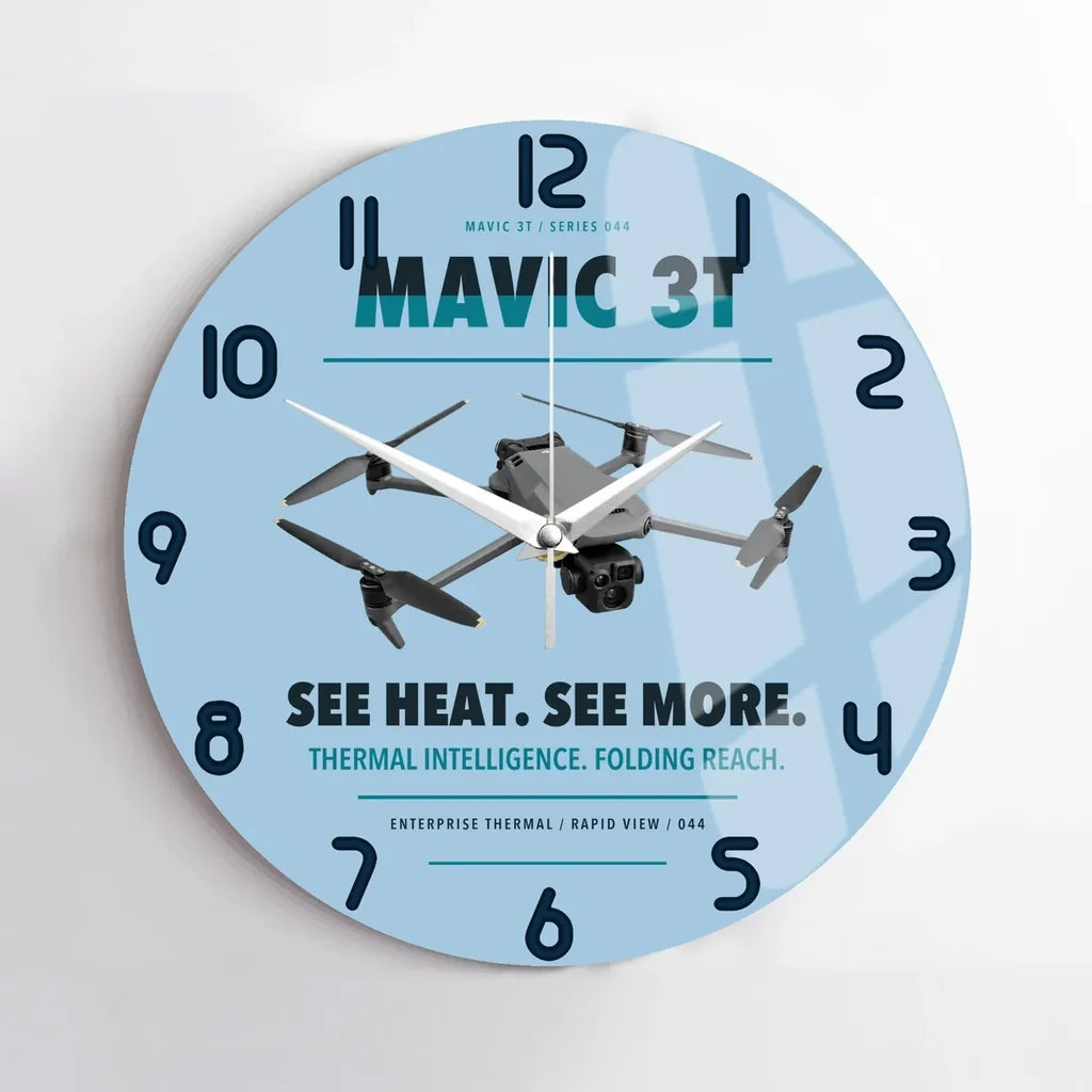 DJI Mavic 3 Thermal design on light blue no frame wall clock