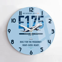 Thumbnail for Embraer E175 design on light blue no frame wall clock