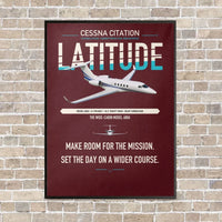 Thumbnail for Cessna Citation Latitude vertical canvas print - framed - dark red background