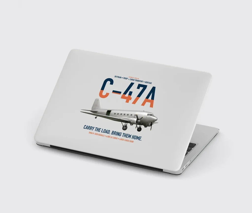 C-47A Skytrain design on light gray MacBook case