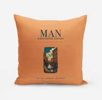 Thumbnail for Manchester Airport (MAN) design on orange pillow