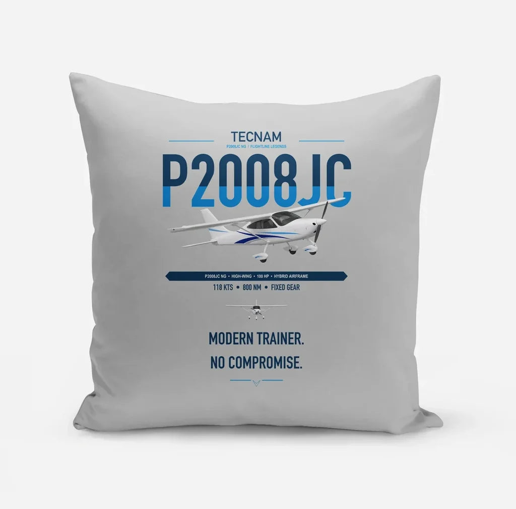 Tecnam P2008JC NG design on light gray pillow