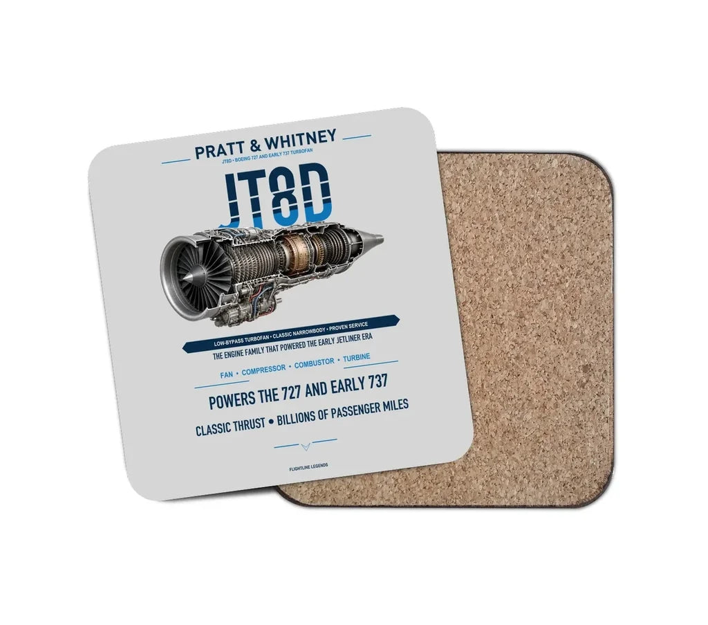 JT8D design on light gray 1 piece coaster